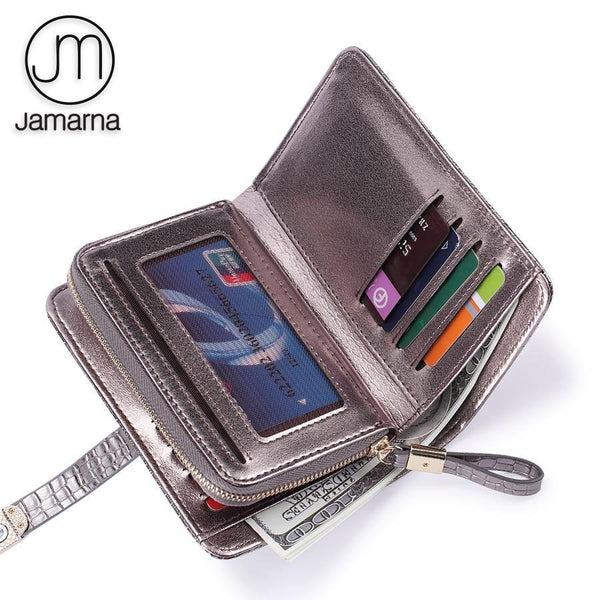 Planet Gates Leather Women Wallets Crocodile Pattern Small Wallet Magnetic Buckle Cowhide Women Purse With Zipper Short