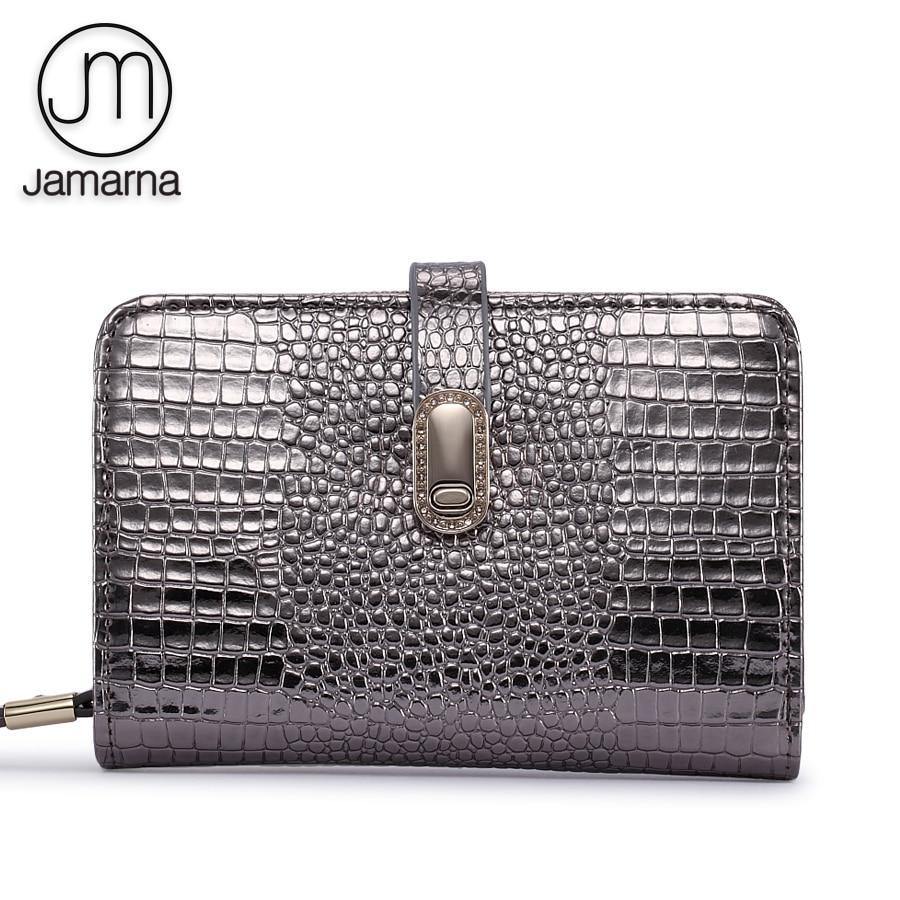 Planet Gates Leather Women Wallets Crocodile Pattern Small Wallet Magnetic Buckle Cowhide Women Purse With Zipper Short