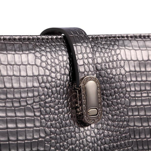 Planet Gates Leather Women Wallets Crocodile Pattern Small Wallet Magnetic Buckle Cowhide Women Purse With Zipper Short