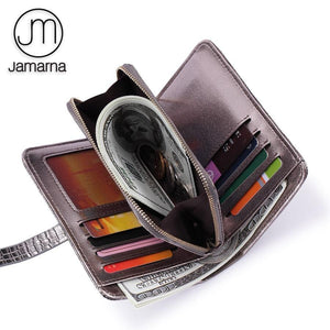 Planet Gates Leather Women Wallets Crocodile Pattern Small Wallet Magnetic Buckle Cowhide Women Purse With Zipper Short