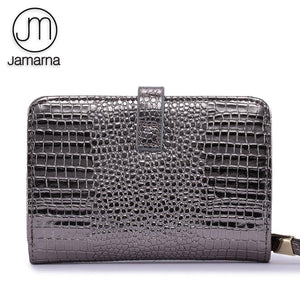 Planet Gates Leather Women Wallets Crocodile Pattern Small Wallet Magnetic Buckle Cowhide Women Purse With Zipper Short