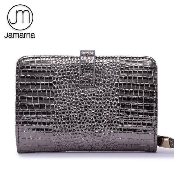 Planet Gates Leather Women Wallets Crocodile Pattern Small Wallet Magnetic Buckle Cowhide Women Purse With Zipper Short
