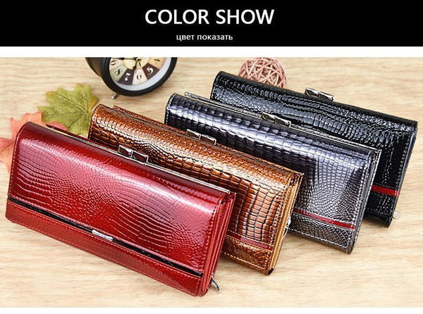 Planet Gates Leather Women Wallets Crocodile Print Long Hasp Zipper Wallet Ladies Clutch Bag Purse Female Luxury