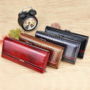 Planet Gates Leather Women Wallets Crocodile Print Long Hasp Zipper Wallet Ladies Clutch Bag Purse Female Luxury