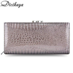 Planet Gates Leather Women Wallets Crocodile Print Long Hasp Zipper Wallet Ladies Clutch Bag Purse Female Luxury