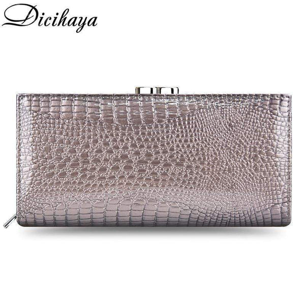 Planet Gates Leather Women Wallets Crocodile Print Long Hasp Zipper Wallet Ladies Clutch Bag Purse Female Luxury