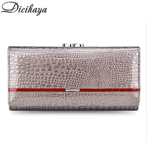 Planet Gates Leather Women Wallets Crocodile Print Long Hasp Zipper Wallet Ladies Clutch Bag Purse Female Luxury