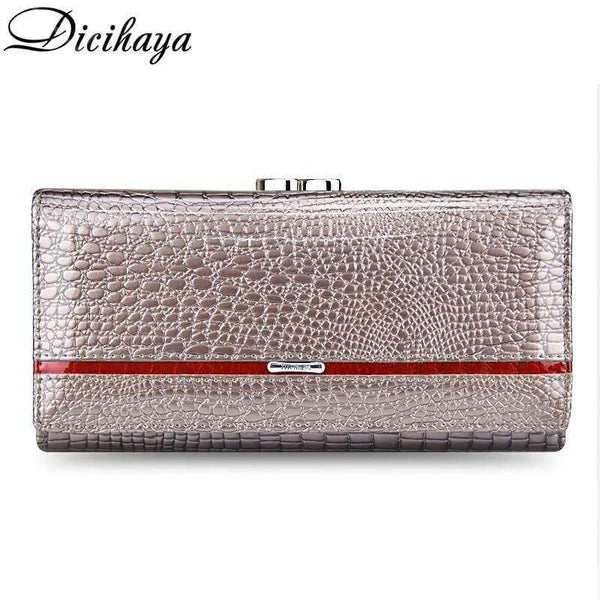 Planet Gates Leather Women Wallets Crocodile Print Long Hasp Zipper Wallet Ladies Clutch Bag Purse Female Luxury