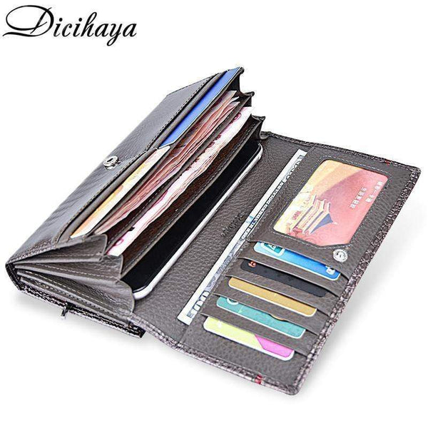 Planet Gates Leather Women Wallets Crocodile Print Long Hasp Zipper Wallet Ladies Clutch Bag Purse Female Luxury