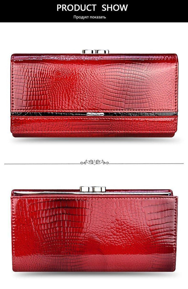 Planet Gates Leather Women Wallets Crocodile Print Long Hasp Zipper Wallet Ladies Clutch Bag Purse Female Luxury