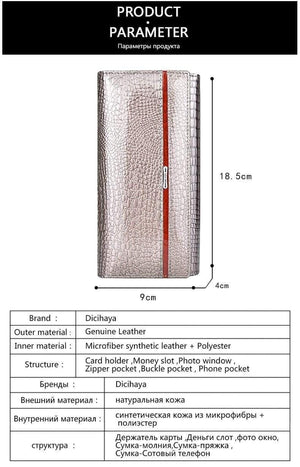 Planet Gates Leather Women Wallets Crocodile Print Long Hasp Zipper Wallet Ladies Clutch Bag Purse Female Luxury