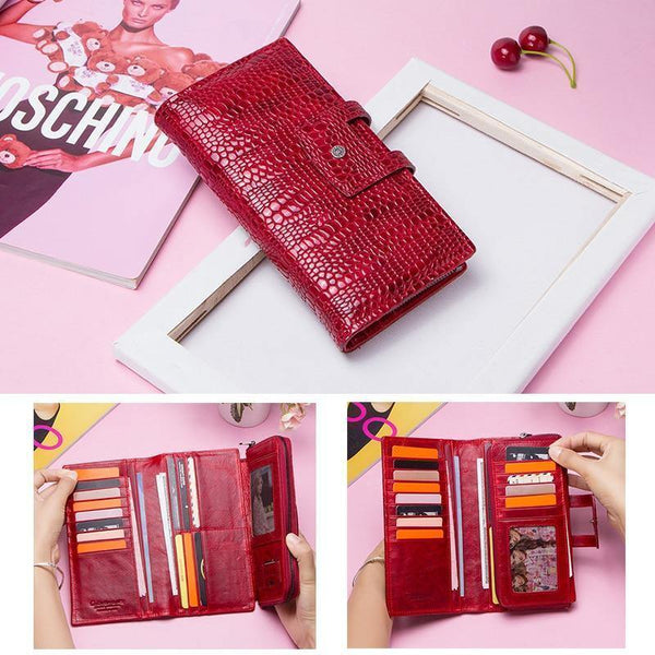Planet Gates Leather Women Wallets Female Long Clutch Portomonee for Girls Zipper Coin Purse Brand Lady Wallet Card Holder Phone Bag