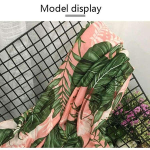 Planet Gates Leaves Print Polyester Long Shawls Wraps for Women Green&Pink Spring Warm Stoles Scarf Elegant Ladies Muslim Hijab