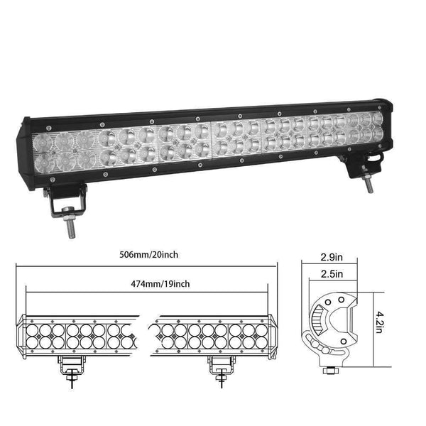 Planet Gates LED 20inch 126w 12V LED Light Bar License Plate Bracket Bull Bar IP67 Combo Beam Straight Car Offroad 4x4 for Jeep ATV