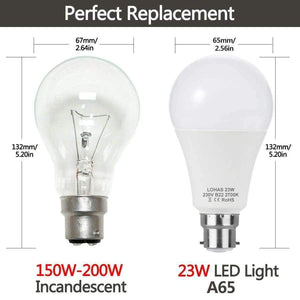 Planet Gates LED A65 B22 Bayonet Bulbs(200W Equivalent)23W LED Lights Warm White 2700K Super Bright 2500Lm Energy Saving Light Bulbs -4PACK