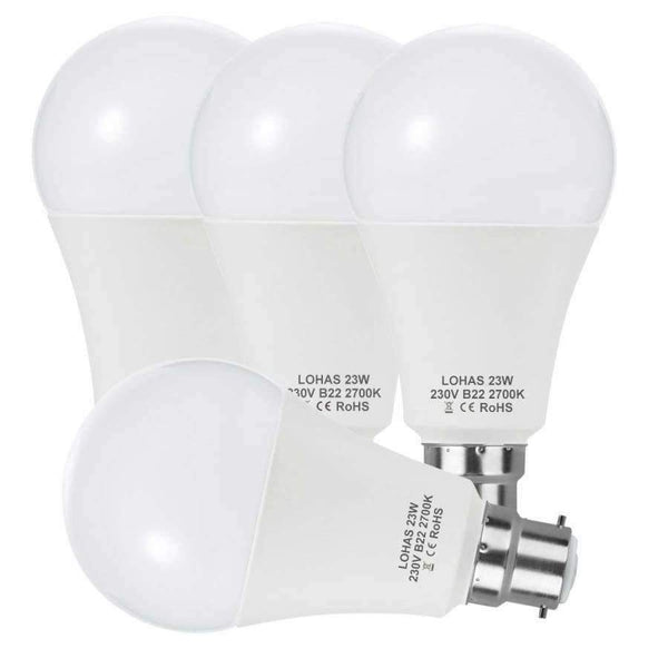 Planet Gates LED A65 B22 Bayonet Bulbs(200W Equivalent)23W LED Lights Warm White 2700K Super Bright 2500Lm Energy Saving Light Bulbs -4PACK