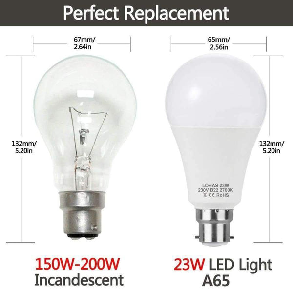 Planet Gates LED A65 B22 Bayonet Bulbs(200W Equivalent)23W LED Lights Warm White 2700K Super Bright 2500Lm Energy Saving Light Bulbs -4PACK