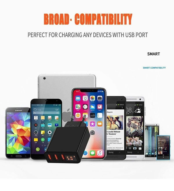 Planet Gates LED Display 3 4 USB Charger, ZNP Universal Mobile Phone USB Charger Fast Charging Wall Charger For iPhone Samsung Xiaomi 3.4A
