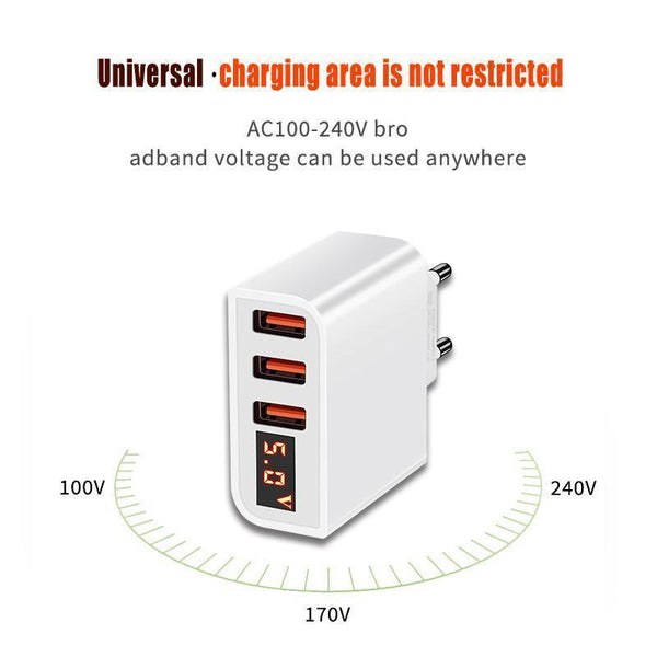 Planet Gates LED Display 3 4 USB Charger, ZNP Universal Mobile Phone USB Charger Fast Charging Wall Charger For iPhone Samsung Xiaomi 3.4A