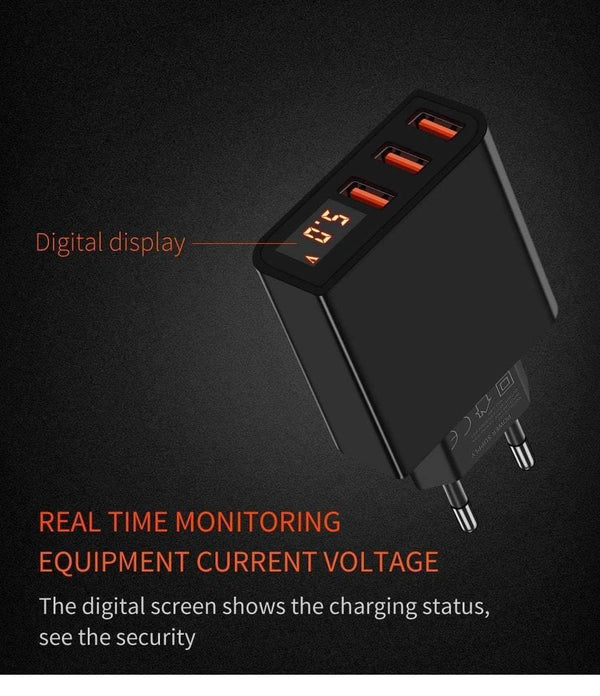 Planet Gates LED Display 3 4 USB Charger, ZNP Universal Mobile Phone USB Charger Fast Charging Wall Charger For iPhone Samsung Xiaomi 3.4A