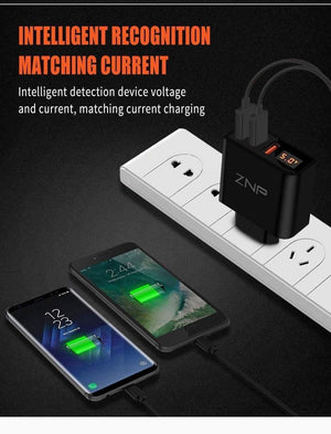 Planet Gates LED Display 3 4 USB Charger, ZNP Universal Mobile Phone USB Charger Fast Charging Wall Charger For iPhone Samsung Xiaomi 3.4A