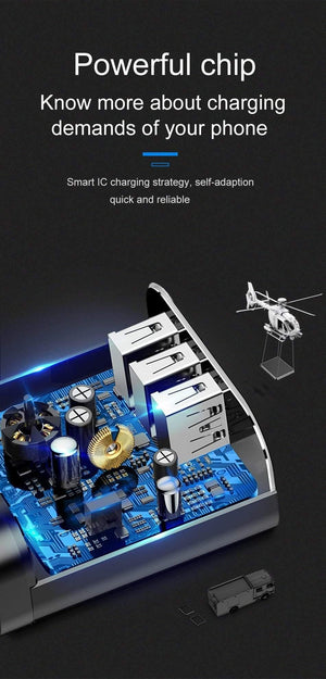 Planet Gates LED Display 3 USB Charger, Baseus Mobile Phone USB Charger Fast Charging Wall Charger For iPhone Samsung Xiaomi 3.4A Max Charger