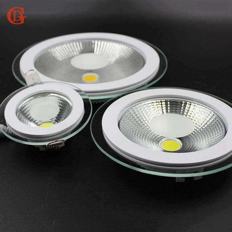 Planet Gates LED Downlight COB Dimmable 7W 10W 12W 15W 20W 30W LED COB Panel Light AC85-265V Recessed COB Downlight Glass Cover Down Light