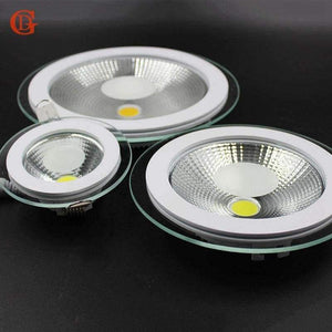 Planet Gates LED Downlight COB Dimmable 7W 10W 12W 15W 20W 30W LED COB Panel Light AC85-265V Recessed COB Downlight Glass Cover Down Light