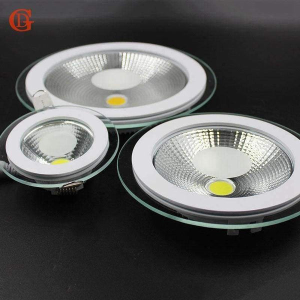 Planet Gates LED Downlight COB Dimmable 7W 10W 12W 15W 20W 30W LED COB Panel Light AC85-265V Recessed COB Downlight Glass Cover Down Light