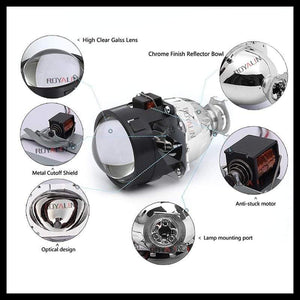 Planet Gates LED DRL Double Angel Eyes Halo Rings Turbine Mini Projector Lens Bi Xenon H1 Headlight Shrouds White H4 H7 Auto Lamp DIY