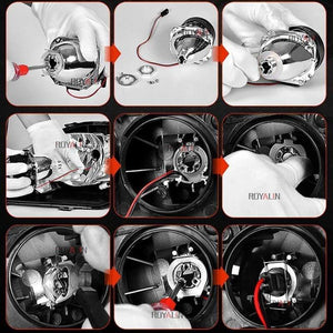 Planet Gates LED DRL Double Angel Eyes Halo Rings Turbine Mini Projector Lens Bi Xenon H1 Headlight Shrouds White H4 H7 Auto Lamp DIY