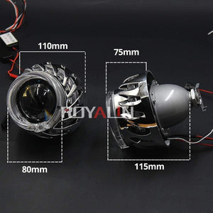 Planet Gates LED DRL Double Angel Eyes Halo Rings Turbine Mini Projector Lens Bi Xenon H1 Headlight Shrouds White H4 H7 Auto Lamp DIY
