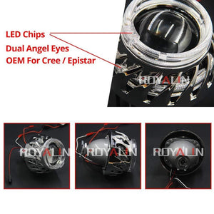 Planet Gates LED DRL Double Angel Eyes Halo Rings Turbine Mini Projector Lens Bi Xenon H1 Headlight Shrouds White H4 H7 Auto Lamp DIY
