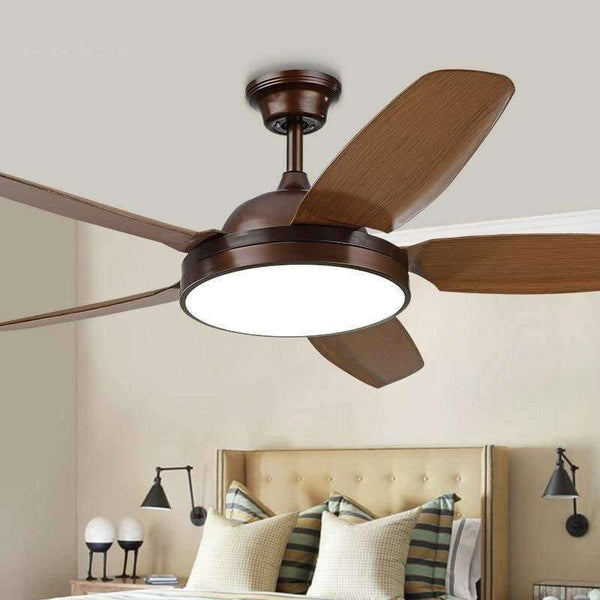 Planet Gates Led fan light living room dining room imitation wood led chandelier imported motor led ceiling lamp home energy-saving lighting