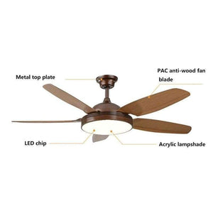 Planet Gates Led fan light living room dining room imitation wood led chandelier imported motor led ceiling lamp home energy-saving lighting