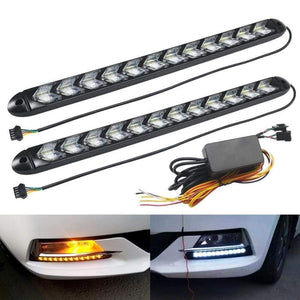 Planet Gates LED Flexible DRL Daytime Running Lights Turn Signal White/Amber Switchback Dynamic Streamer Knight Rider Strip Light Headlight