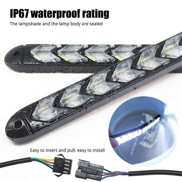 Planet Gates LED Flexible DRL Daytime Running Lights Turn Signal White/Amber Switchback Dynamic Streamer Knight Rider Strip Light Headlight
