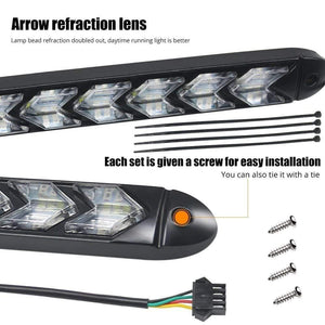 Planet Gates LED Flexible DRL Daytime Running Lights Turn Signal White/Amber Switchback Dynamic Streamer Knight Rider Strip Light Headlight