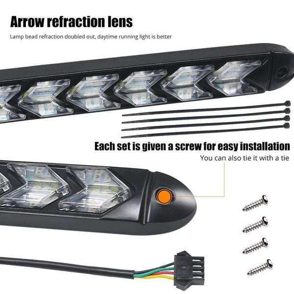 Planet Gates LED Flexible DRL Daytime Running Lights Turn Signal White/Amber Switchback Dynamic Streamer Knight Rider Strip Light Headlight