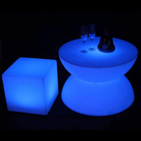 Planet Gates LED glowing table Chair set Bar Furniture Sets SK-LF16B (D66*H44cm) 1pc+4pcs LED Cube Chair D40cm free shipping 1set