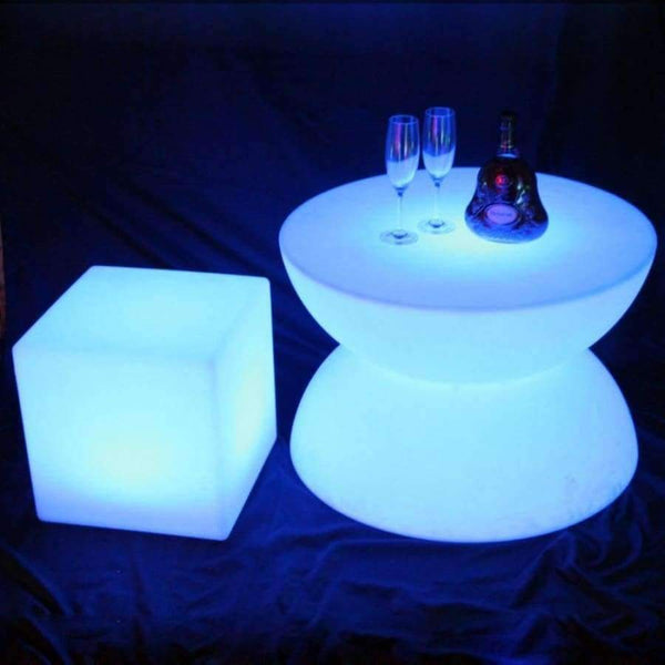 Planet Gates LED glowing table Chair set Bar Furniture Sets SK-LF16B (D66*H44cm) 1pc+4pcs LED Cube Chair D40cm free shipping 1set