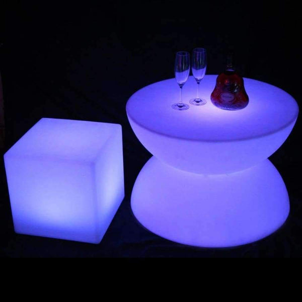 Planet Gates LED glowing table Chair set Bar Furniture Sets SK-LF16B (D66*H44cm) 1pc+4pcs LED Cube Chair D40cm free shipping 1set