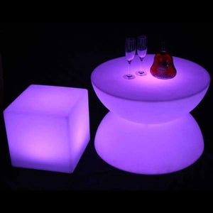 Planet Gates LED glowing table Chair set Bar Furniture Sets SK-LF16B (D66*H44cm) 1pc+4pcs LED Cube Chair D40cm free shipping 1set