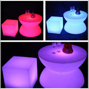 Planet Gates LED glowing table Chair set Bar Furniture Sets SK-LF16B (D66*H44cm) 1pc+4pcs LED Cube Chair D40cm free shipping 1set