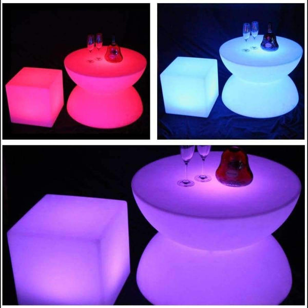 Planet Gates LED glowing table Chair set Bar Furniture Sets SK-LF16B (D66*H44cm) 1pc+4pcs LED Cube Chair D40cm free shipping 1set