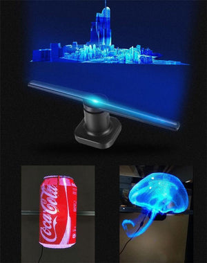Planet Gates LED Holographic Projector Portable Hologram Player 3D Holographic Dispaly Fan Unique Hologram Projector Black