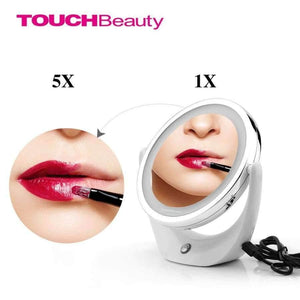 Planet Gates Led Light  Cosmetic Mirror Dual-side 1X and 5X, 360 Rotary, USB rechargeable Makeup Mirror TB-1276