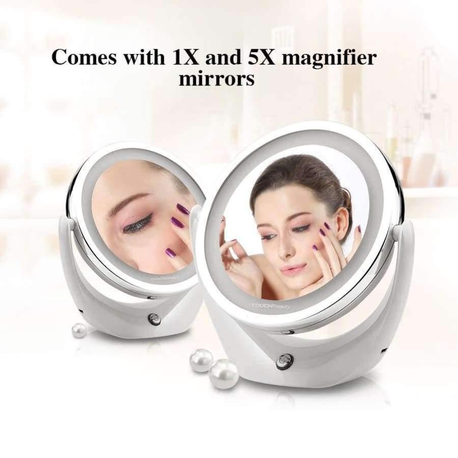 Planet Gates Led Light  Cosmetic Mirror Dual-side 1X and 5X, 360 Rotary, USB rechargeable Makeup Mirror TB-1276