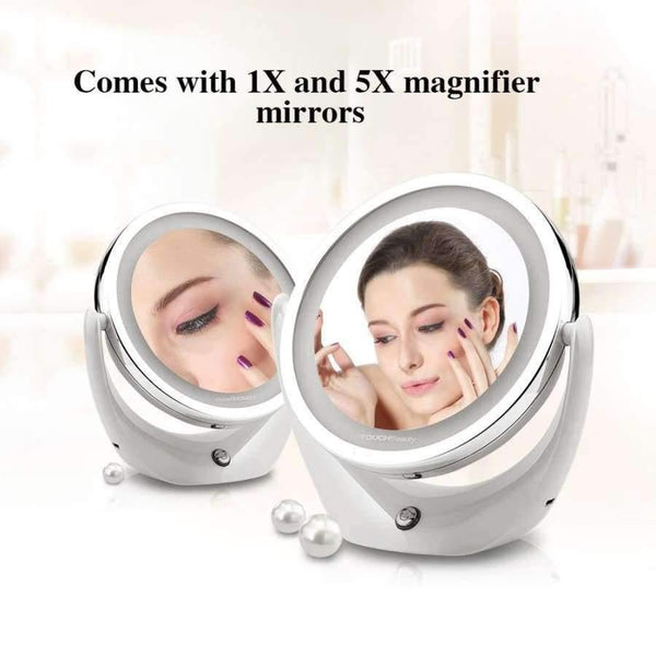 Planet Gates Led Light  Cosmetic Mirror Dual-side 1X and 5X, 360 Rotary, USB rechargeable Makeup Mirror TB-1276