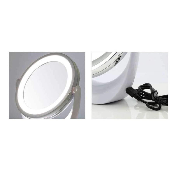 Planet Gates Led Light  Cosmetic Mirror Dual-side 1X and 5X, 360 Rotary, USB rechargeable Makeup Mirror TB-1276